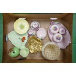 A mixed collection of items to include Carlton Ware footed bowl, jug , apple preserve pot , pink