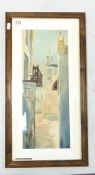 P. Wildman, Pen and Wash Artwork of a continental street scene. Height: 61.7cm x Width: 32.5cm