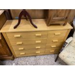 Modern beech effect large chest of 8 drawers 127cm W x 43cm D x 90cm H