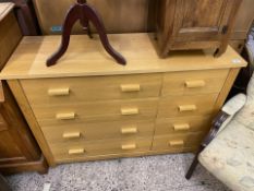 Modern beech effect large chest of 8 drawers 127cm W x 43cm D x 90cm H