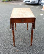 19th Century Drop Leaf Table with drawer, closed size l 84cm, w 49.5cm & h 72cm