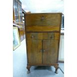 1940 Oak Presentation Cocktail Cabinet with appropriate glass ware