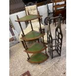 Leather Inset Corner Wotnot together with a Wooden Bottle Rack with Carry Handle. Height of tallest: