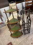 Leather Inset Corner Wotnot together with a Wooden Bottle Rack with Carry Handle. Height of tallest: