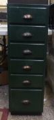 Wood six draw chest of drawers painted green,h.94 x w.30cm.
