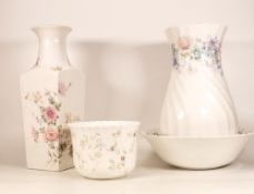Wedgwood Angela Patterned Vase & Bowl, Unmarked Floral Vase & small planter, tallest 32cm(4)
