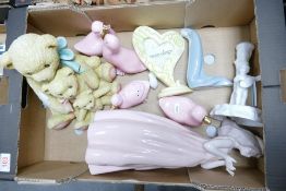 A mixed collection of items to include Lladro Madonna Figure, large resin Teddy Bear Figure Group