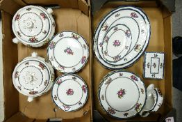 A collection of Booths Floral Decorated Dinner ware including platters, dinner plates, salad plates,