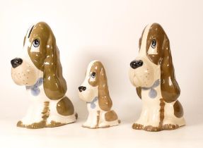 Two Szeiler Money Box Dogs & similar smaller item, tallest 23cm(3)