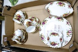 A collection of Royal Albert Old Country Rose Patterned Trio's, Ashtrays, Oval dishes etc
