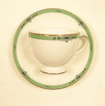Wedgwood Jade pattern large tea set including trios, tea pot, sandwich platter, milk & cream, mostly