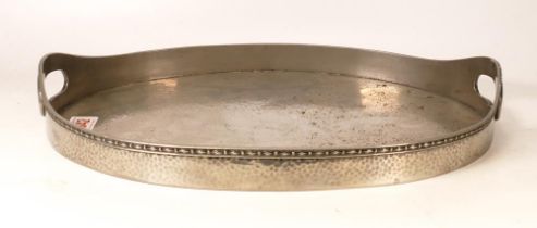 Large Pewter Art Nouveau Galleried tray, length 41.5cm