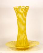 Large Murano Yellow Striped Vase & Bowl, height 40cm(2)