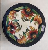 Moorcroft Anna-Lily pattern fruit bowl (Silver line Seconds) 26cm Diameter