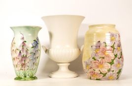 3 ceramic vases to include early 20th century floral example, E. Radford floral vase and wedgwood