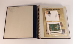 A leather bound album containing various stamps of the world, c1920s onwards, including first day
