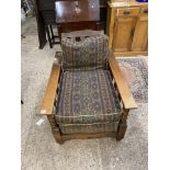 Early 20th Century Art Deco Reclining Armchair. Height: 85cm Depth: 97cm