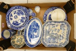A Collection of Blue and White Ceramics to include Spode Blue Italian, Doulton Burslem Willow and