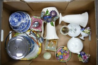 A mixed collection of items to include Wedgwood jasperware biscuit barrel , Royal Worcester blue &