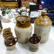 A collection of Stoneware GPO & similar Stoneware Flagons & Jugs, tallest 34cm(5)