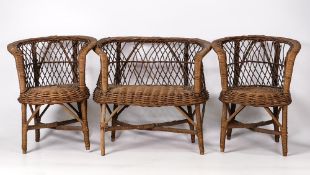 A miniature Suite of Wicker Furniture, likely for use as Salesman Samples or for Dolls. Height of