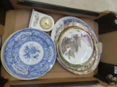 A Mixed Collection of Items to Include Aynsley Mantle Clock, Serving Platters, Decorative Wall