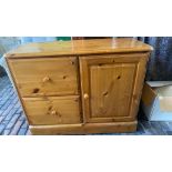 Pine filing cabinet with locking drawers 75cm H x 96cm W x 45cm