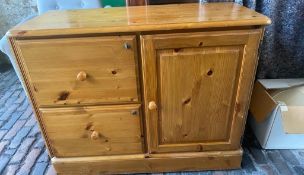 Pine filing cabinet with locking drawers 75cm H x 96cm W x 45cm