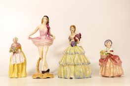 4 porcelain lady figures, to include Richton studies, example: Royal Doulton cissie HN 1809, 2 other