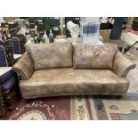 Three Seater Hale Distressed Look Leather Sofa. Length Approx. 200cm