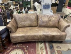 Three Seater Hale Distressed Look Leather Sofa. Length Approx. 200cm