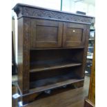 Dark oak open bookcase 105cm W x 29cm D x 107cm H