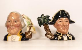 Royal Doulton pair of Small Character Jugs Fletcher Christian D7075 and Captain Bligh D7074, limited