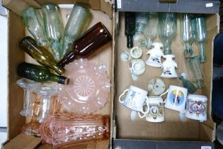 A mixed collection of items to include Vintage Glass Bottles, Art Deco Glassware, Royal