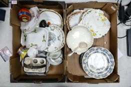 A mixed collection of items to include 19th Century Imari type Egg Cup Basket, decorative sandwich