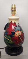 Moorcroft Orchid pattern table lamp 28cm height