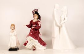 Royal Doulton Lady Figure Patricia Hn3365, boxed with cert together with Bedtime Hn1978 & Coalport