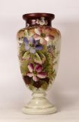 Large Victorian Hand Painted Glass Vase, height 36cm
