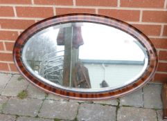 Large Wooden framed Oval Wall Mirror, diameter at largest 77cm