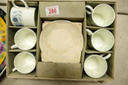 Boxed Wedgwood Clementine patterned Coffee Cups & Saucers