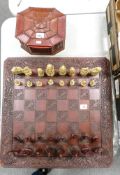 Large Oriental Resin Type Chess Set & Board , size of board 60cm x 60cm