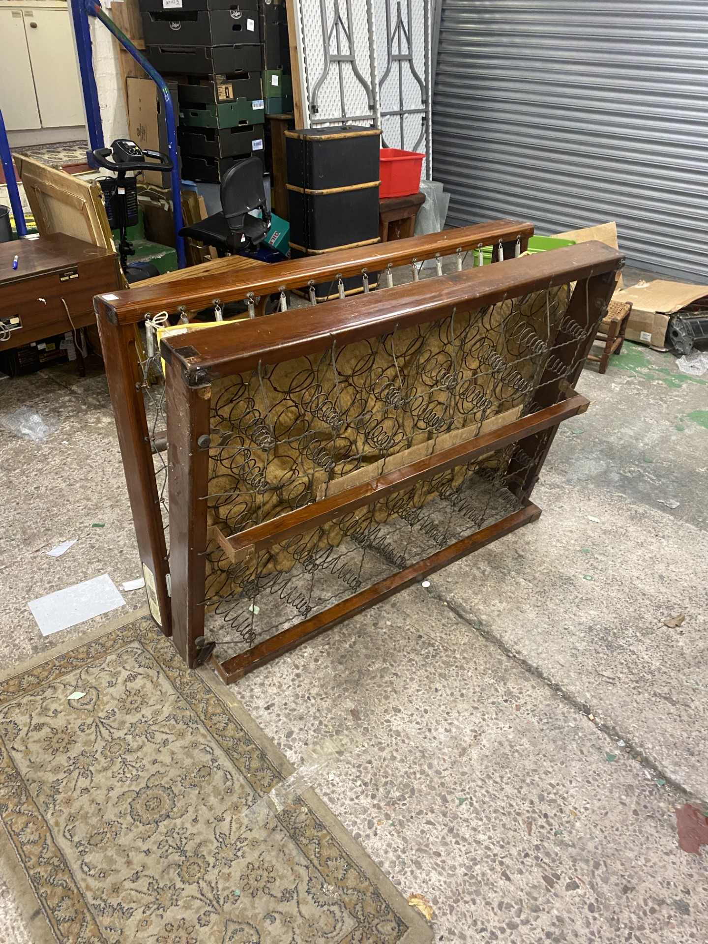 Early 20th century walnut veneered double bed frame, cosisting of headboard, footboard, 2 side - Image 2 of 3