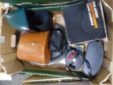 A Mixed Collection of Items to Include Polaroid Land Camera, 2 Binoculars, Jewellery Box, Citizen