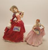 Royal Doulton Lady figures Autumn Breezes HN1934 together with Invitation HN2170 (2)