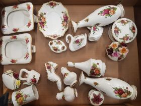 Royal Albert Old Country Roses pattern items to include bud vases, trinket boxes, salt and pepper