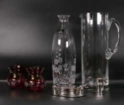 A Collection of Crystal and Glassware to include Royal Doulton Water Jug and Blossom Vase, Royal