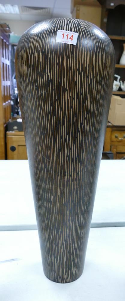 Large Wooden Baandebbie Branded Vase, height 63cm