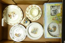 Wedgwood Boxed Peter rabbit cup & bowl set together with Royal Doulton Bunnykins trio, side