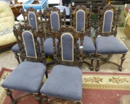 Set of 6 late victorian dining chairs with x frame stretchered supports