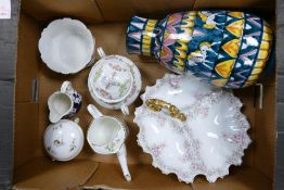 A Mixed Collection of Ceramic Items to include Rifa Vietri Vase, Habsburg China Sucrier, Aynsley